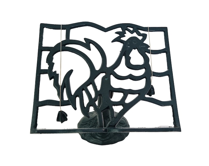 French Recipe Book Display Stand Holder with Rooster, Country Cottage Kitchen Decor