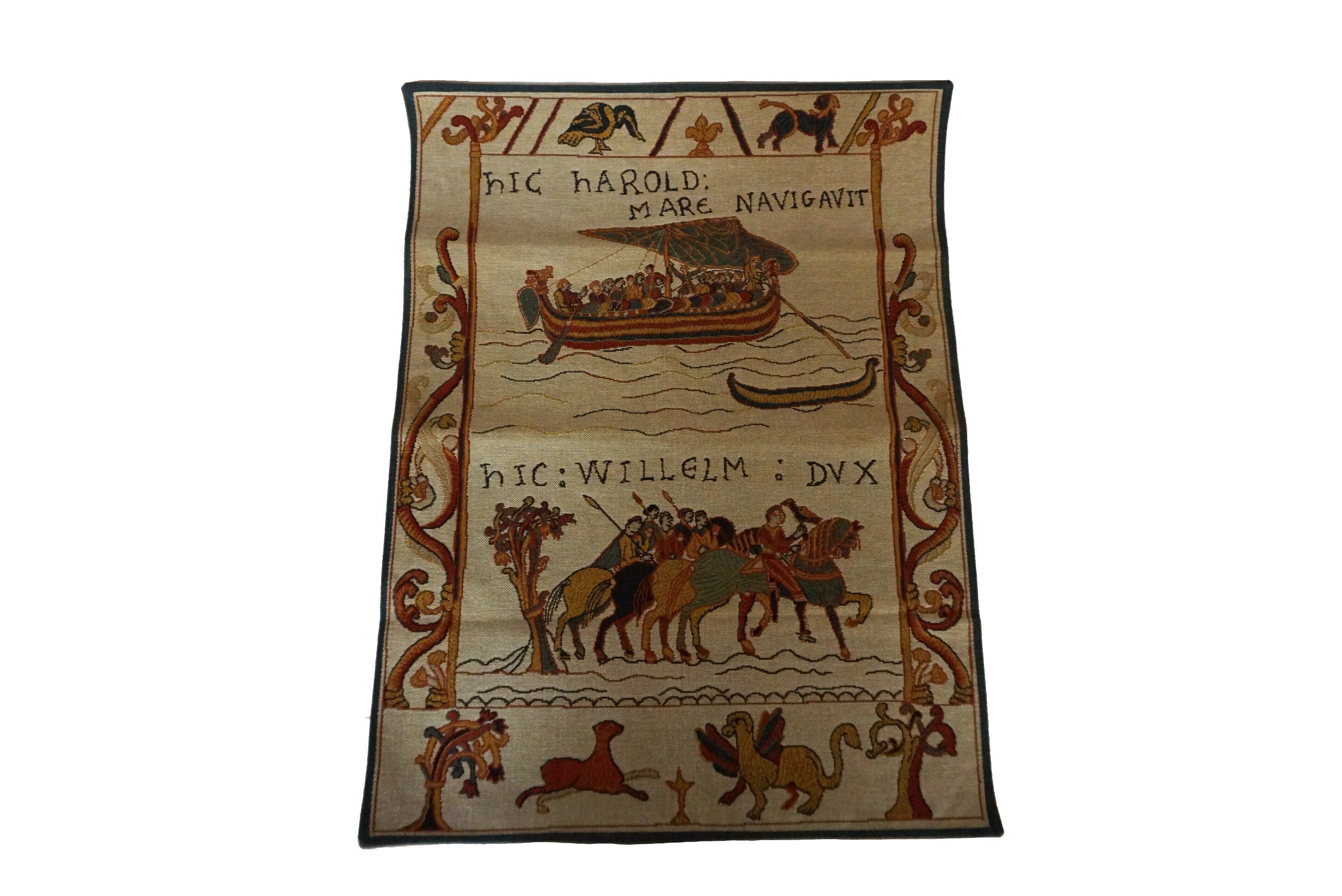Bayeux Tapestry Reproduction, French Vintage Harold and William Woven