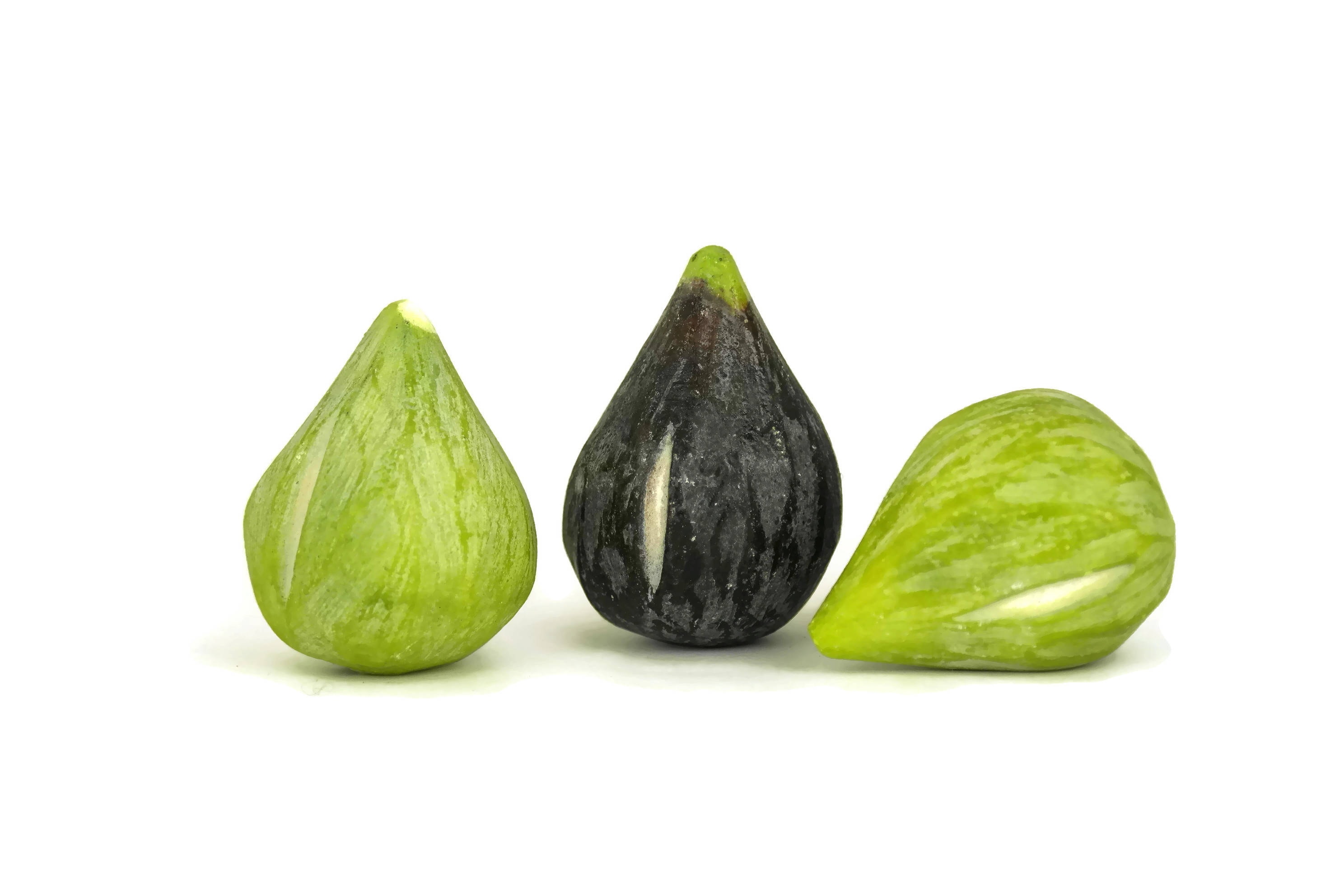 Italian Marble Figs. Hand Carved Stone Fruit Figures. Faux Fruit