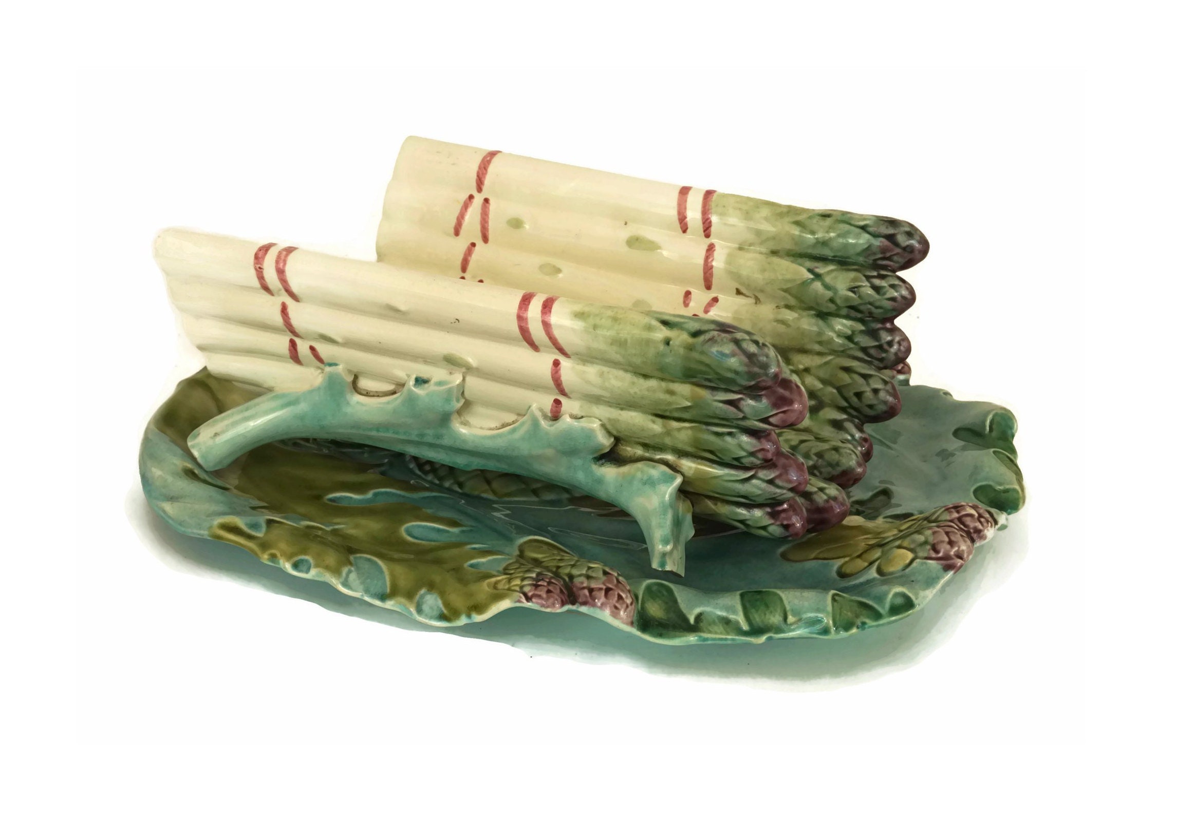 Antique Majolica Asparagus Server Platter French Ceramic Etsy