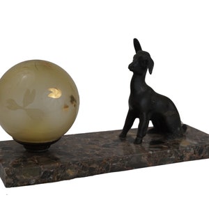 Art Deco Night Lamp with Lamb Figurine