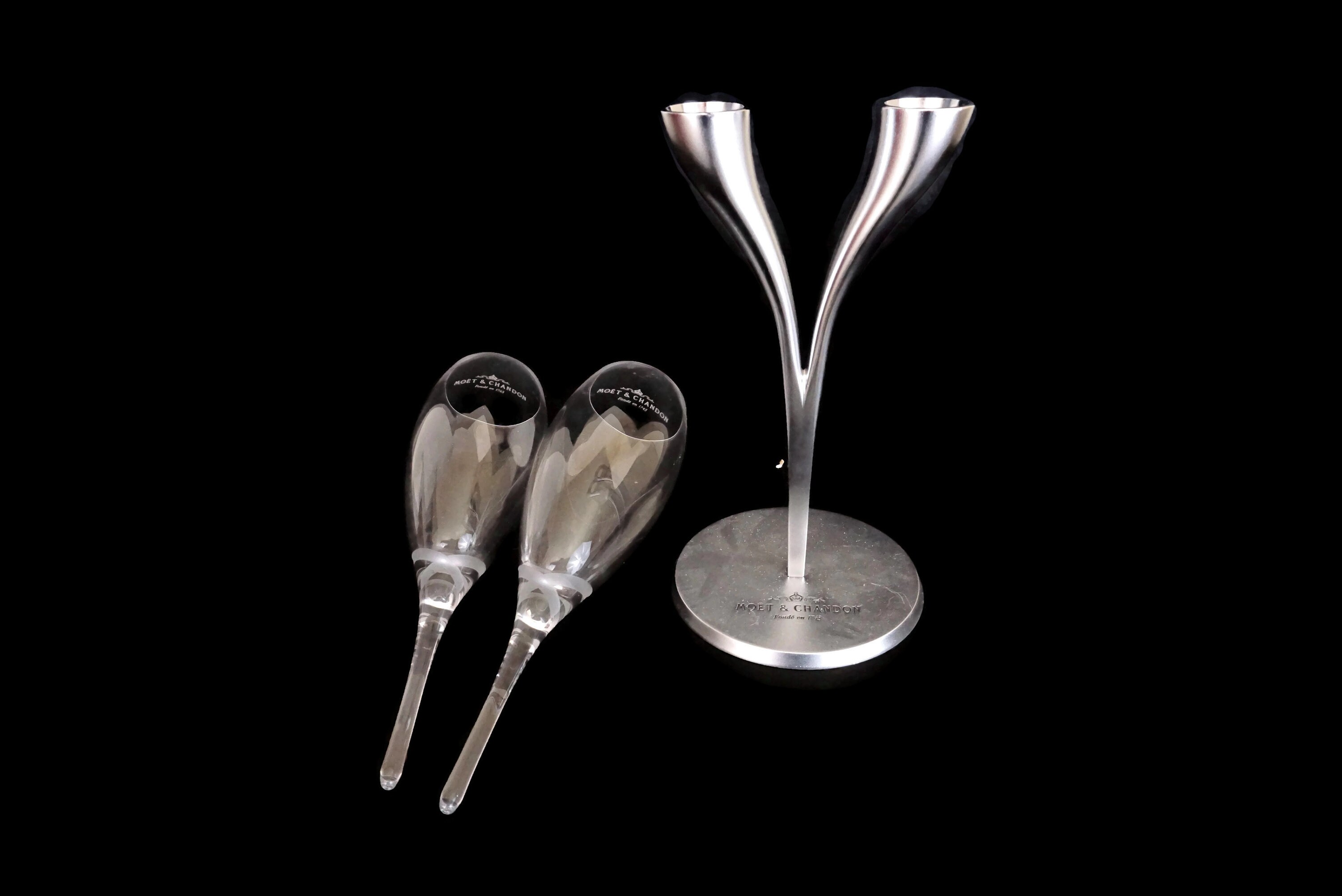 Moet & Chandon Champagne Flute Glasses and Stand, Philippe Di Meo Reso