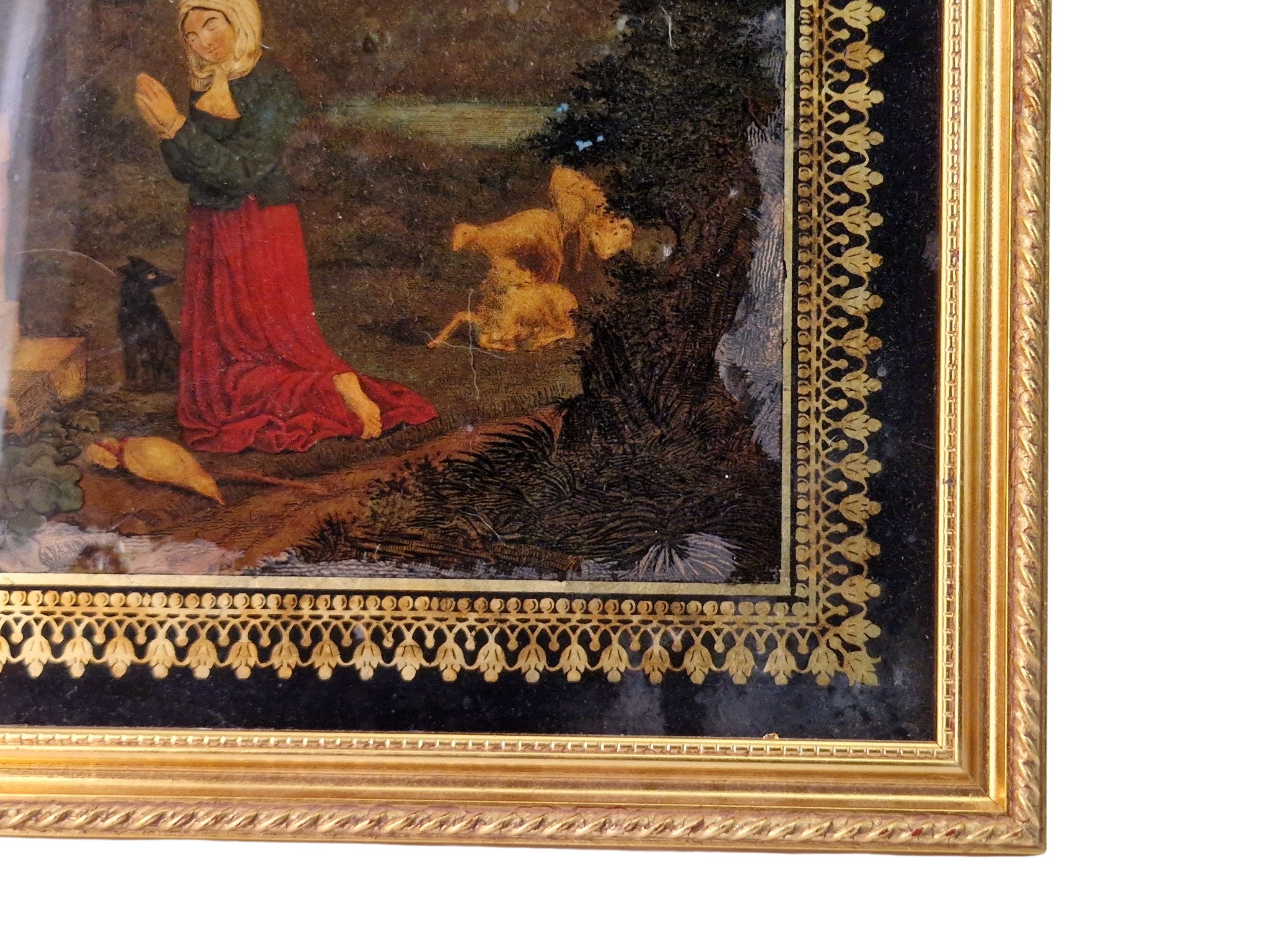 Saint Germaine Cousin de Pibrac Antique Portrait Print with Under Glass