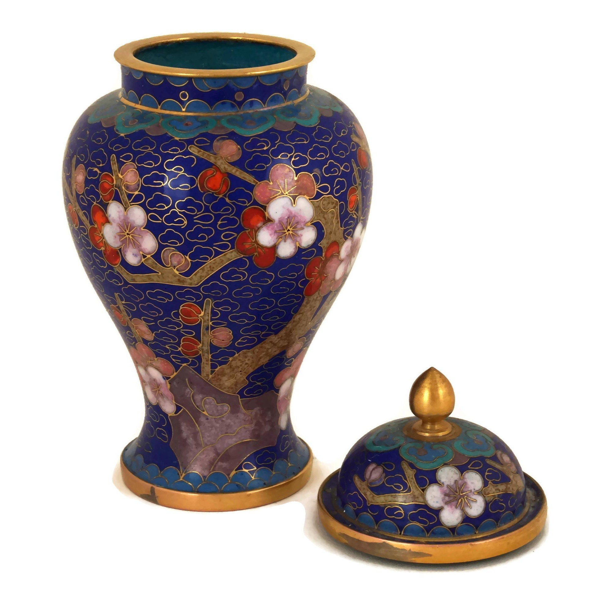 Vintage Cloisonne Vase with Lid