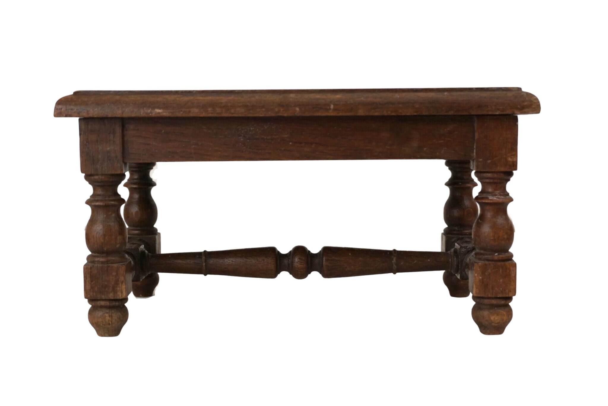 Antique Carved Wood Foot Rest, Rustic French Folk Art Stool