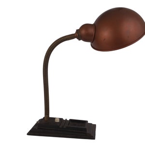 Art Deco Gooseneck Lamp with Cast Iron Stand, Desk and Table Top Light