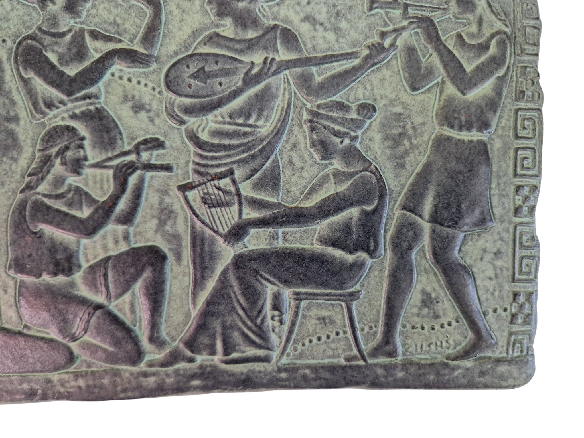 Ancient Greek Style Wall Hanging with Musicians, Ceramic Plaque with