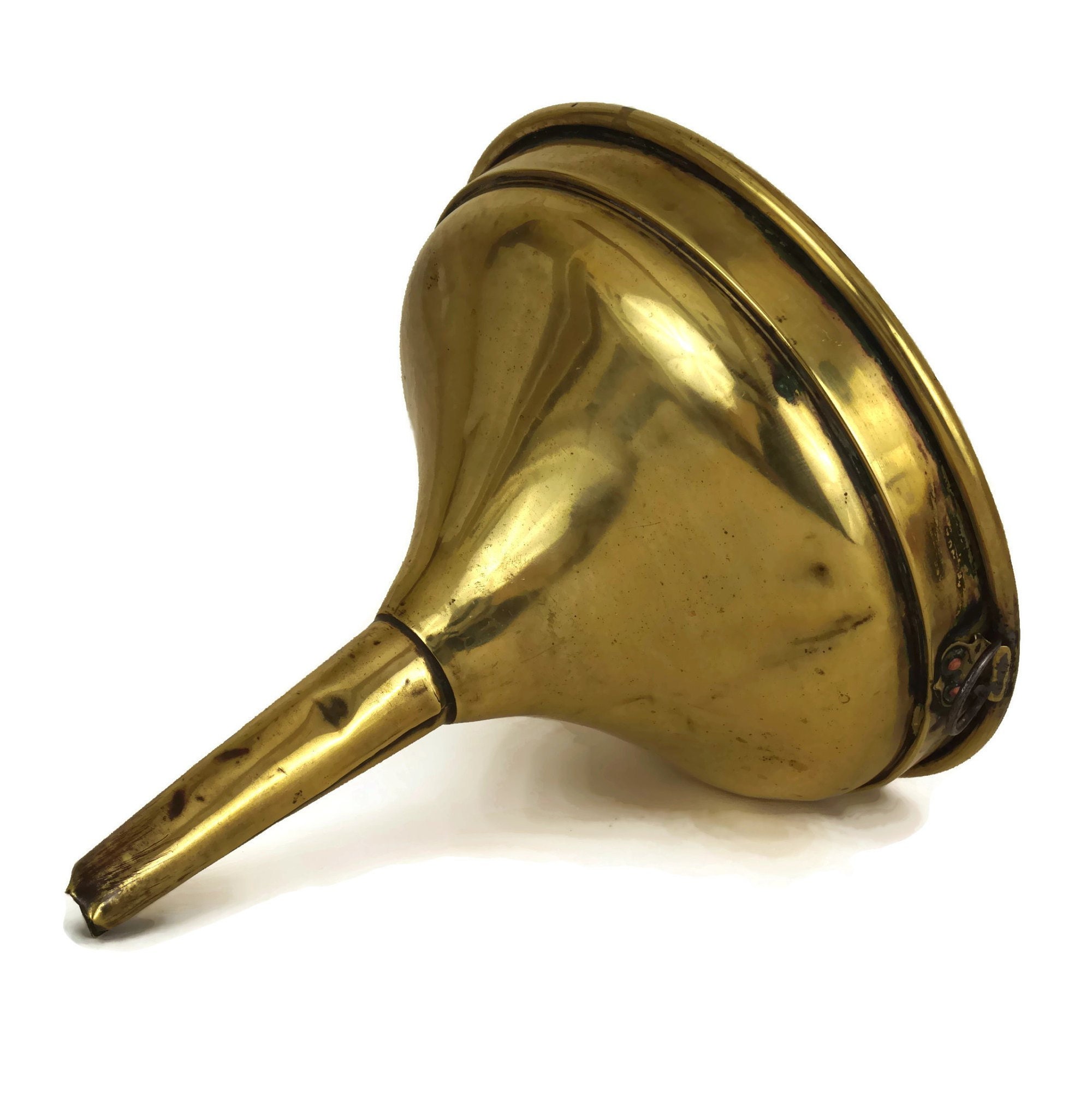 Antique French Brass Funnel, Rustic Country Kitchen Decor