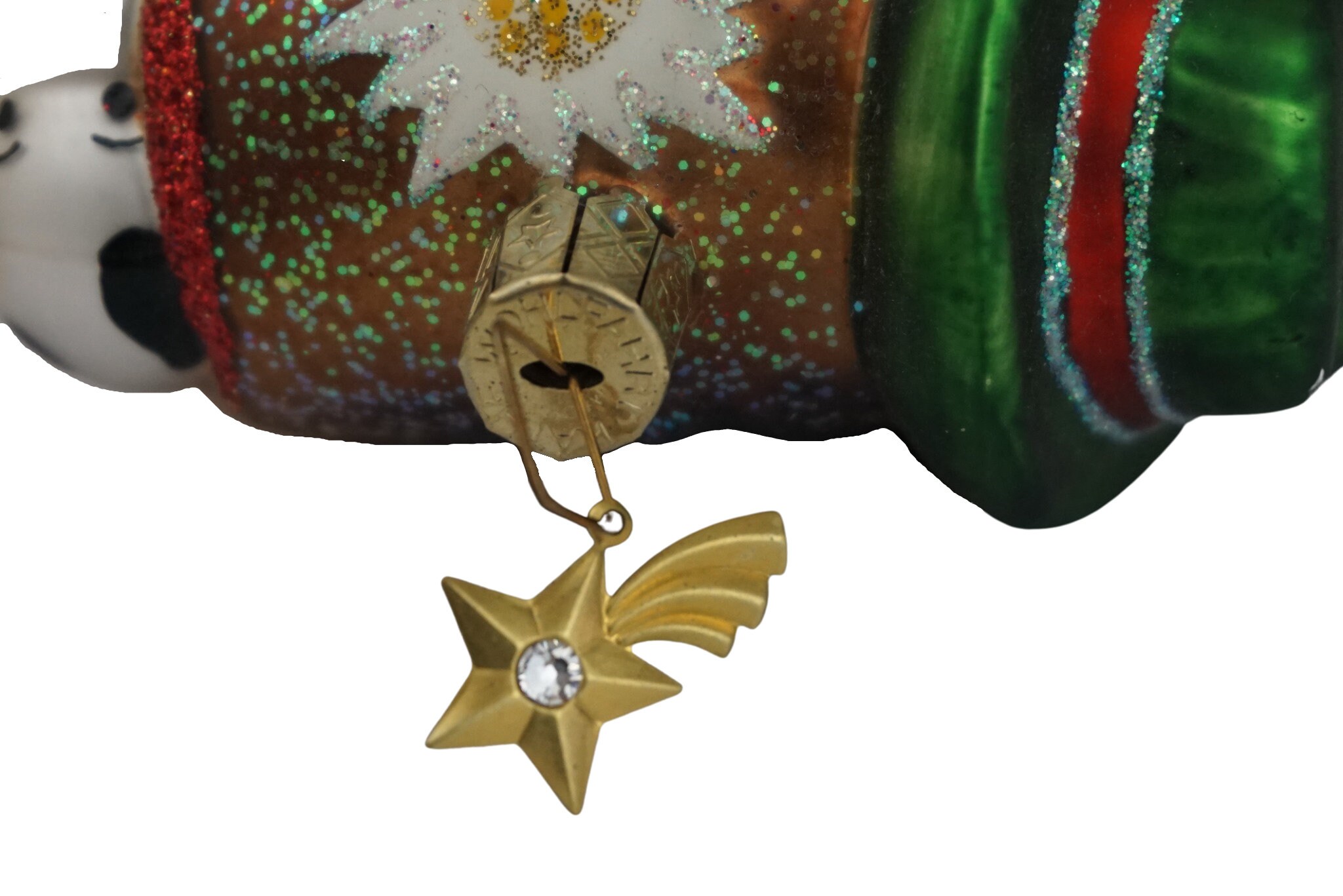 Vintage German Glass Christmas Tree Ornament with Birds and Birdhouse