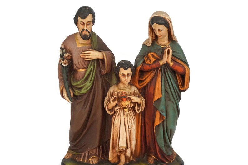 A Vintage Plaster Statue of the Holy Family