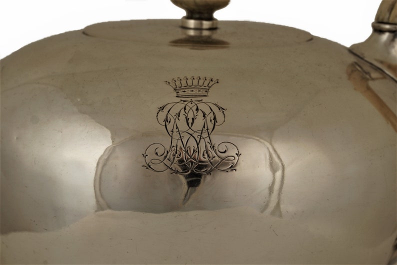 Sterling Silver Tea Service with Monogram and Crown Engraving