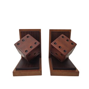 Art Deco Wooden Dice Bookends Pair, French Office and Desk Decor, Gift for Him image 6