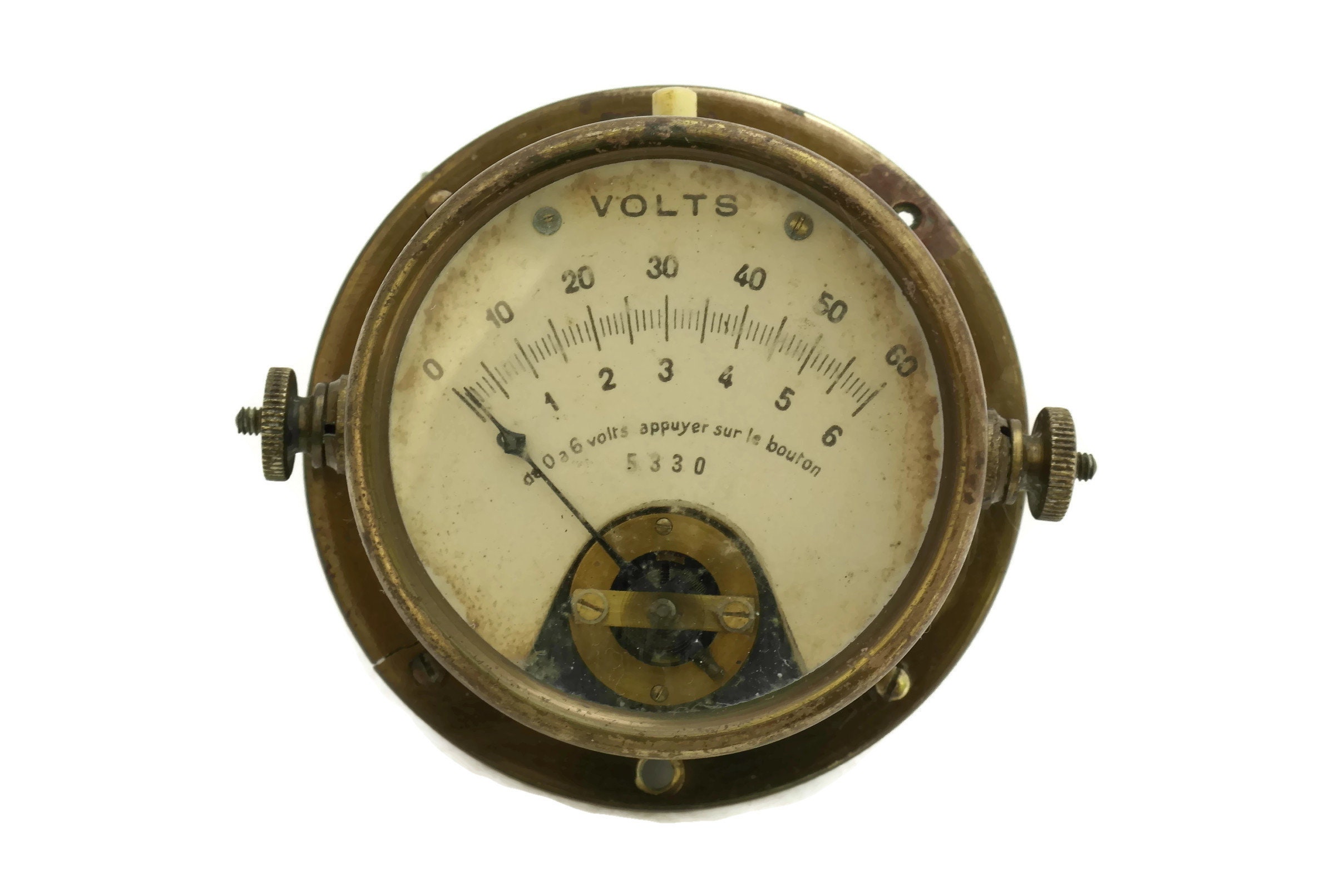 French Voltmeter. Antique Electrical Instrument. Electronic accessory