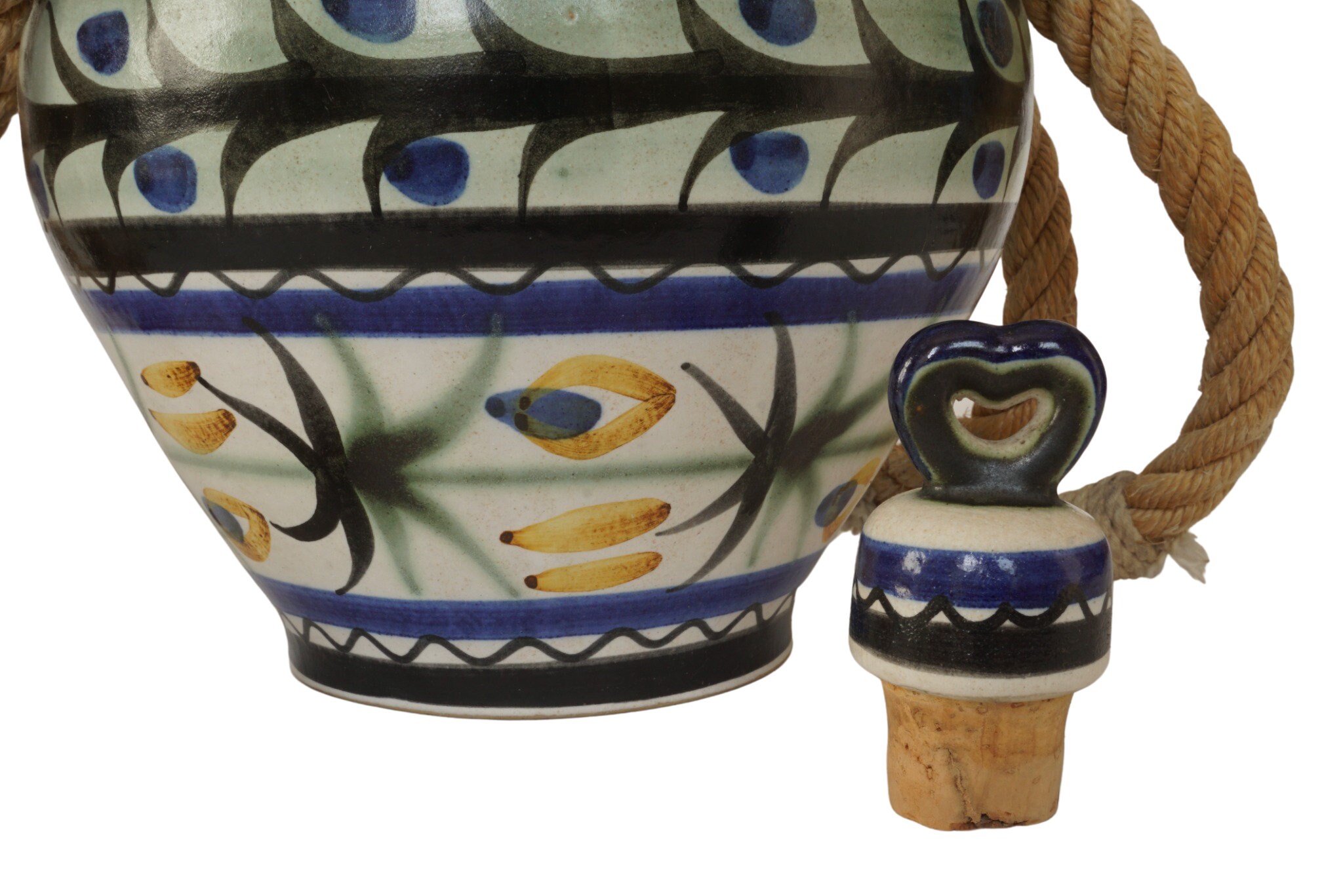 Keraluc Quimper Pottery Vinegar Jug with Hand Painted Advertising for