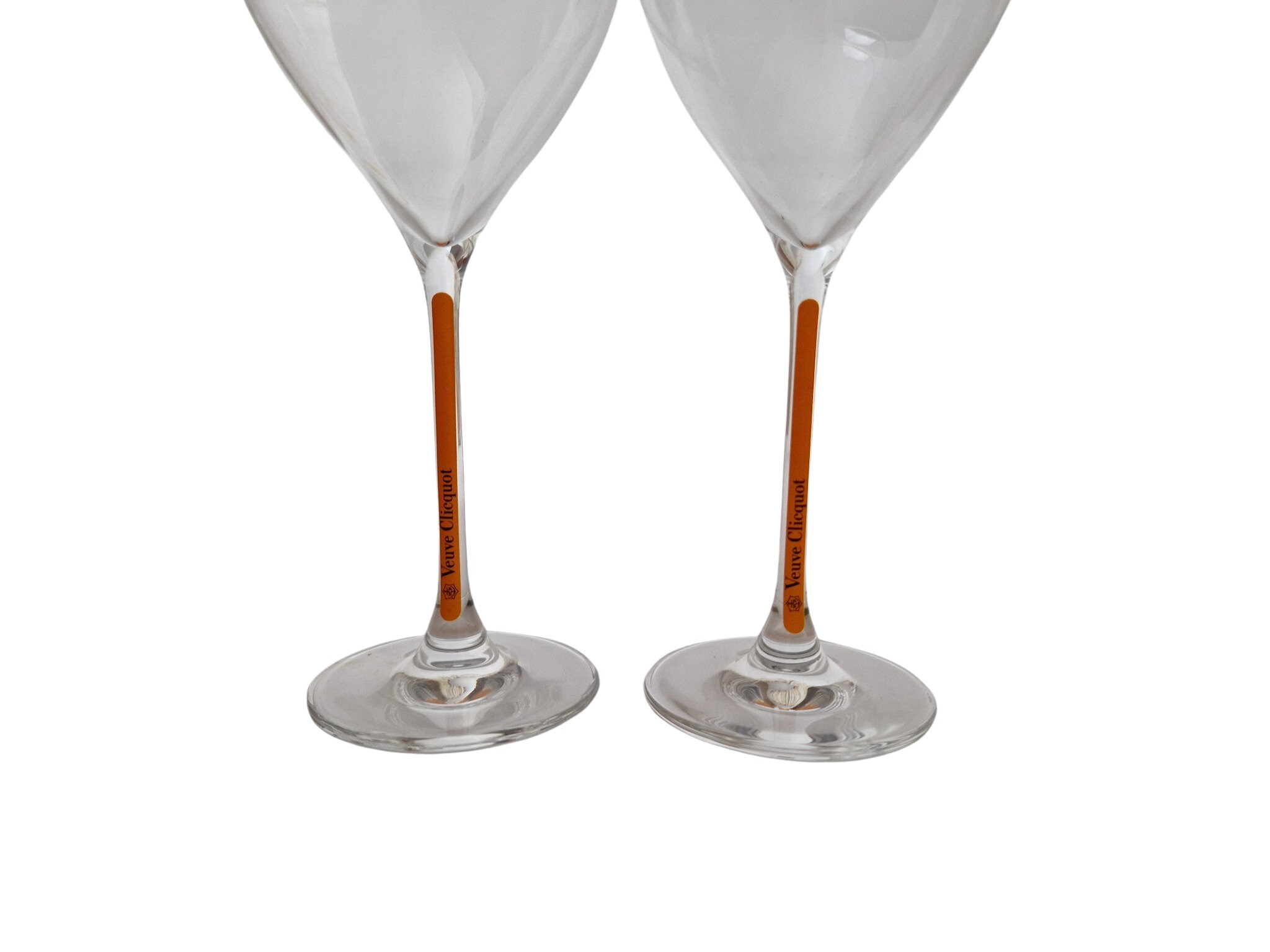 Veuve Clicquot Crystal Champagne Glasses, Pair, French Wine Glassware