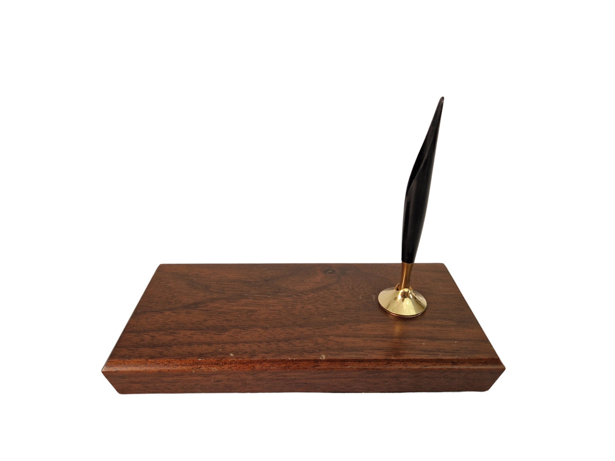 Mid Century Teak Pen Holder, Quill Fountain Pen Display Stand