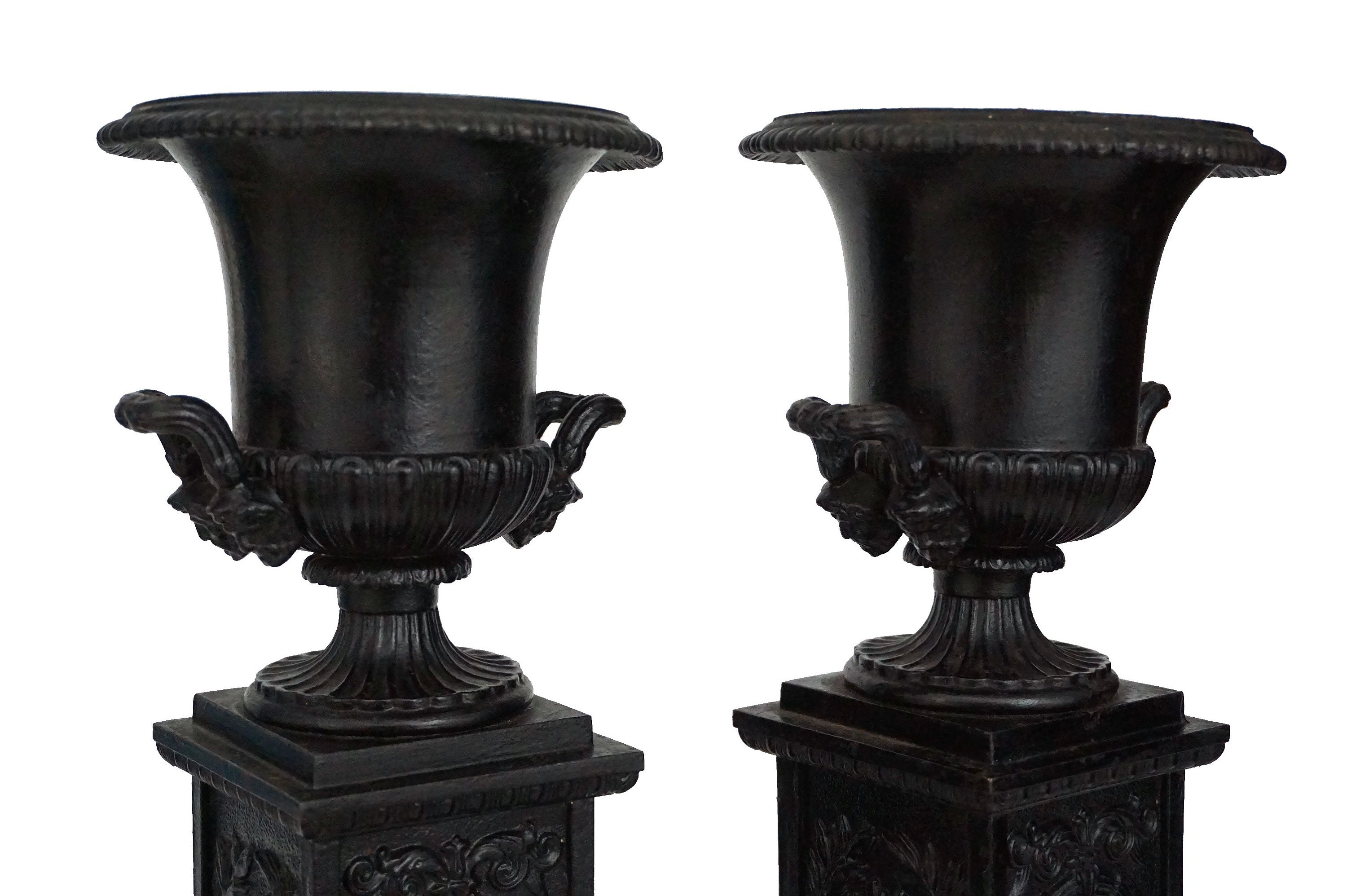 RESERVED for Michael. French Antique Mantel Garniture Urns, Pair of