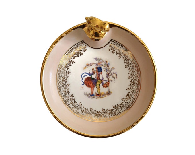 Limoges Porcelain Baby Feeding Dish with Boy an Girl