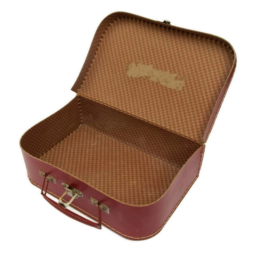 Vintage Red Cardboard Suitcase