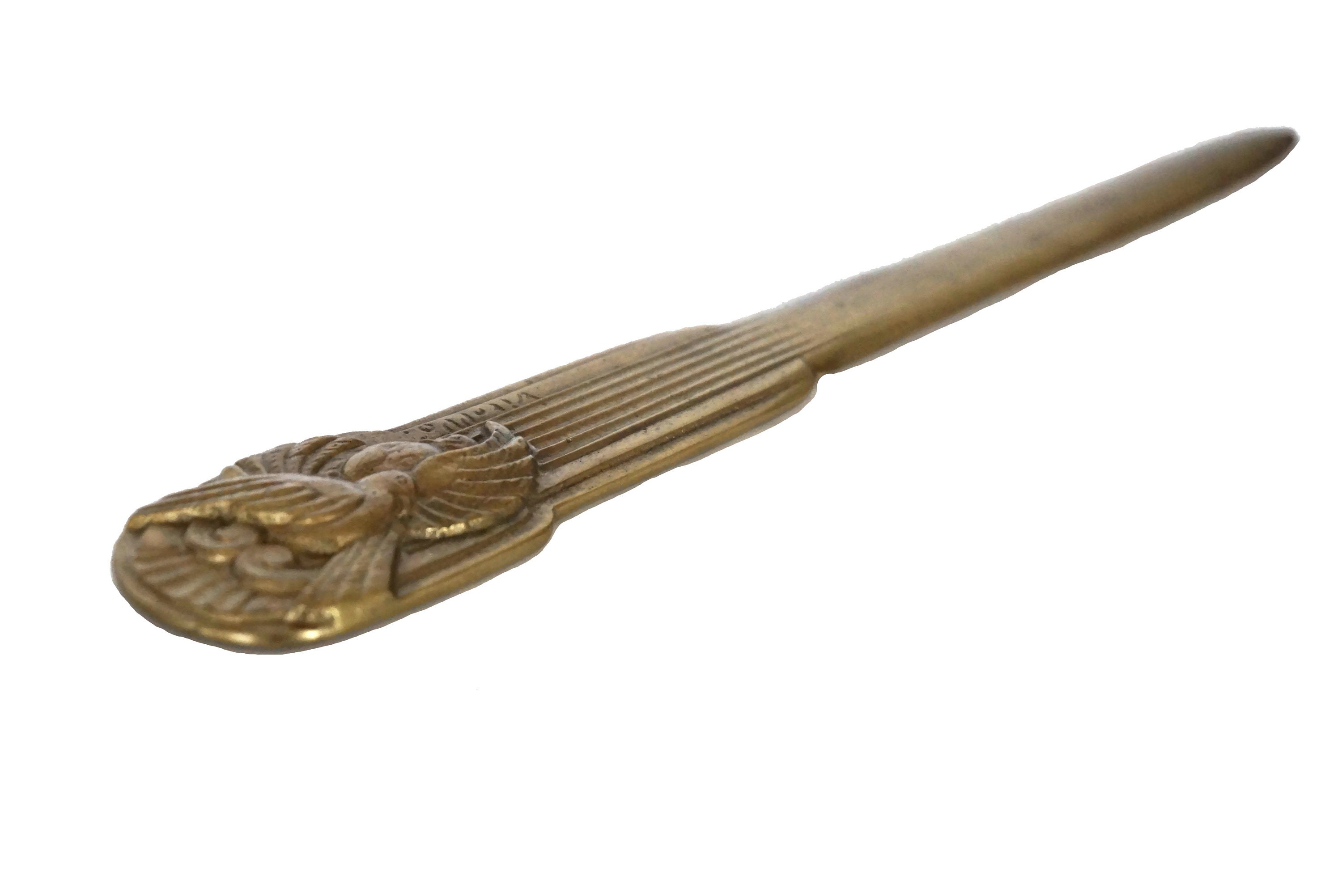 Art Deco Bronze Bird Letter Opener Knife with Doves Signed Etsy