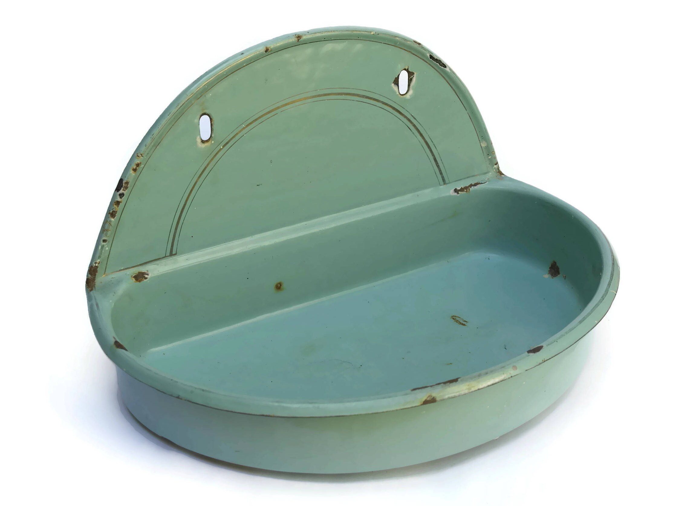 Antique French Blue Enamelware Lavabo Wall Sink.