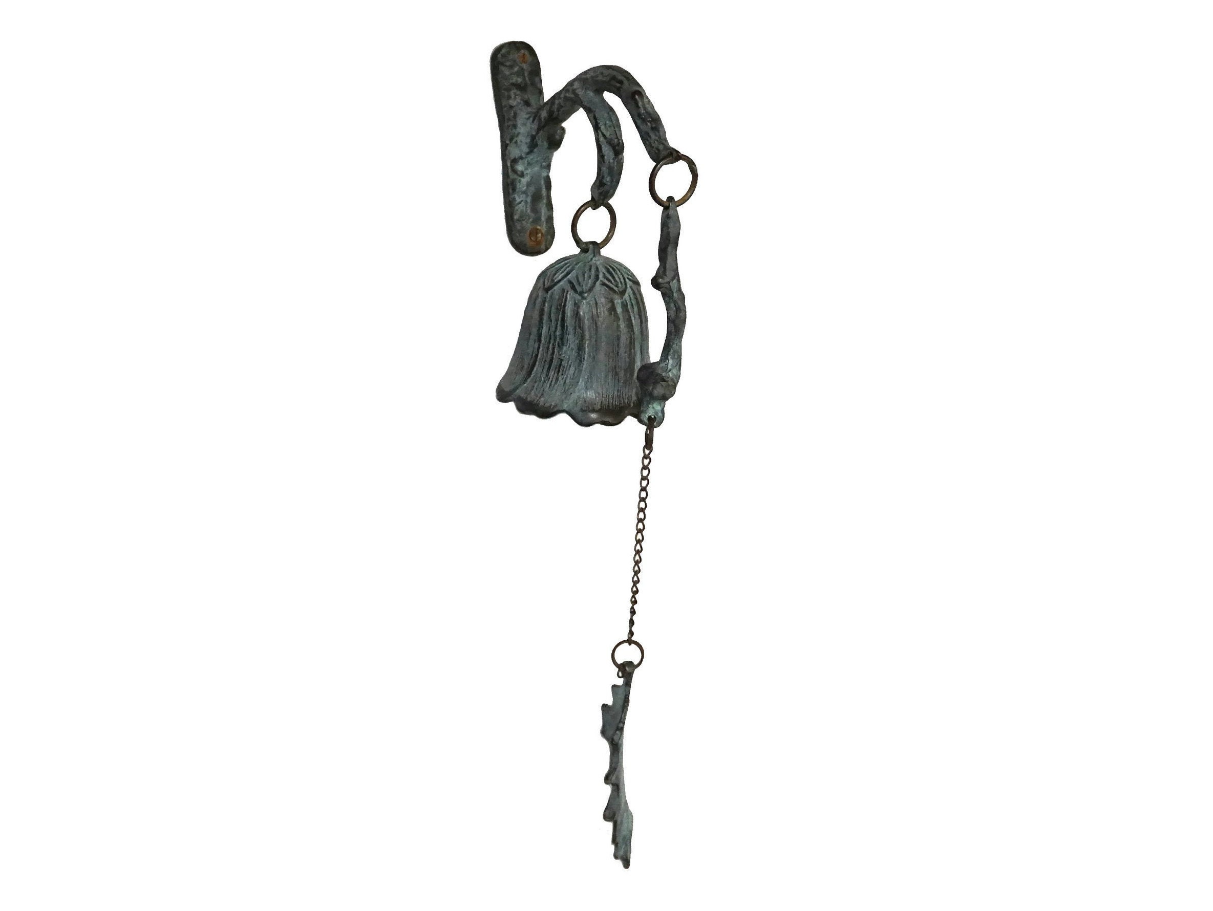 French Brass Oak Leaf Doorbell, Hanging Garden Bell