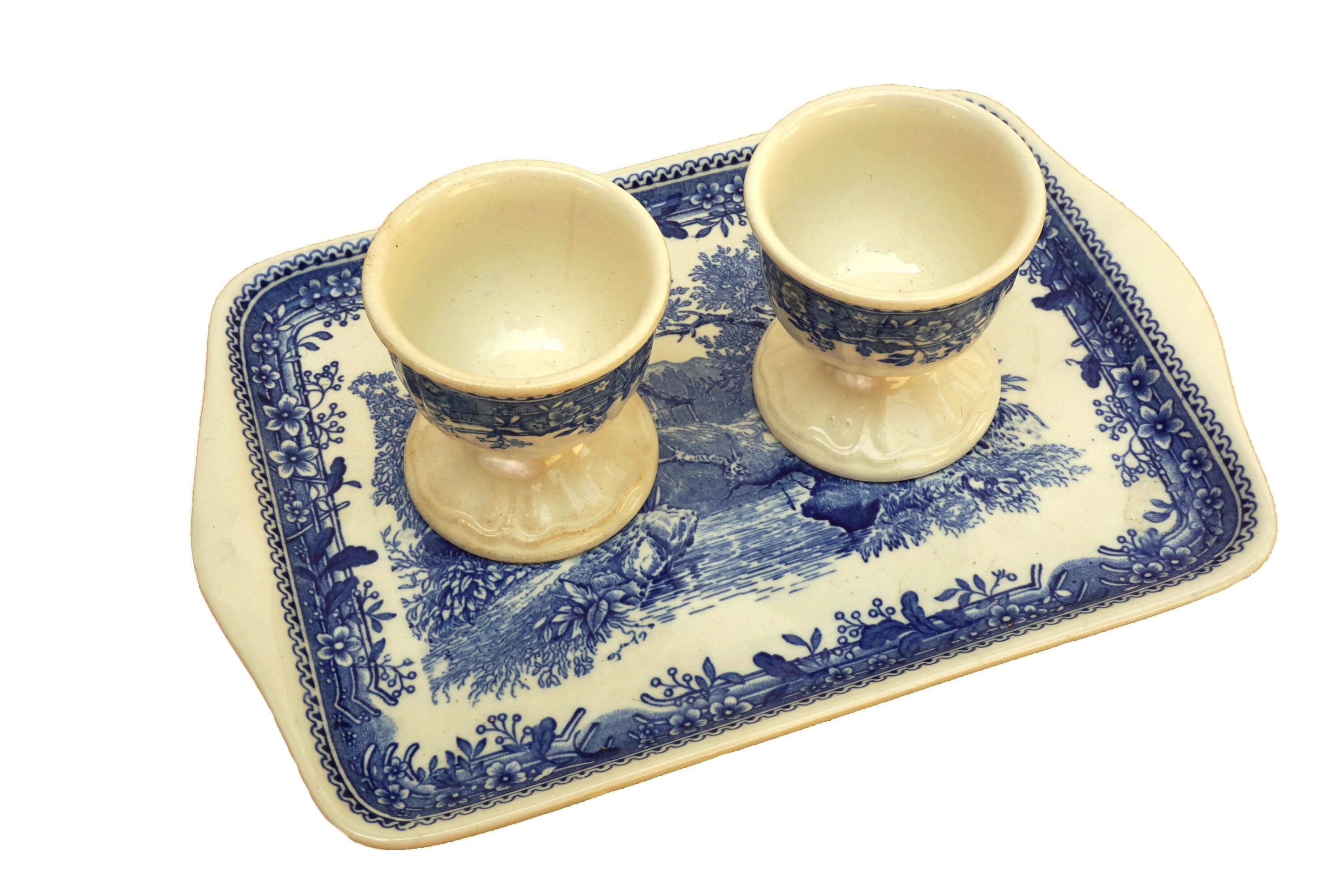 Villeroy & Boch Burgenland Egg Cup Set, Vintage German Porcelain Pair