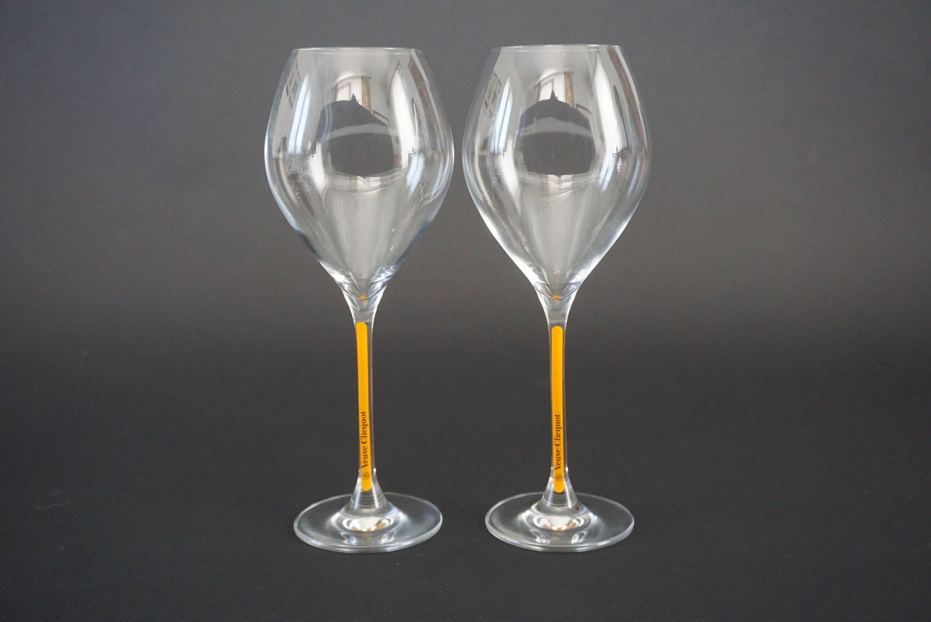 Veuve Clicquot Crystal Champagne Glasses, Set of 6, French Wine Glassware