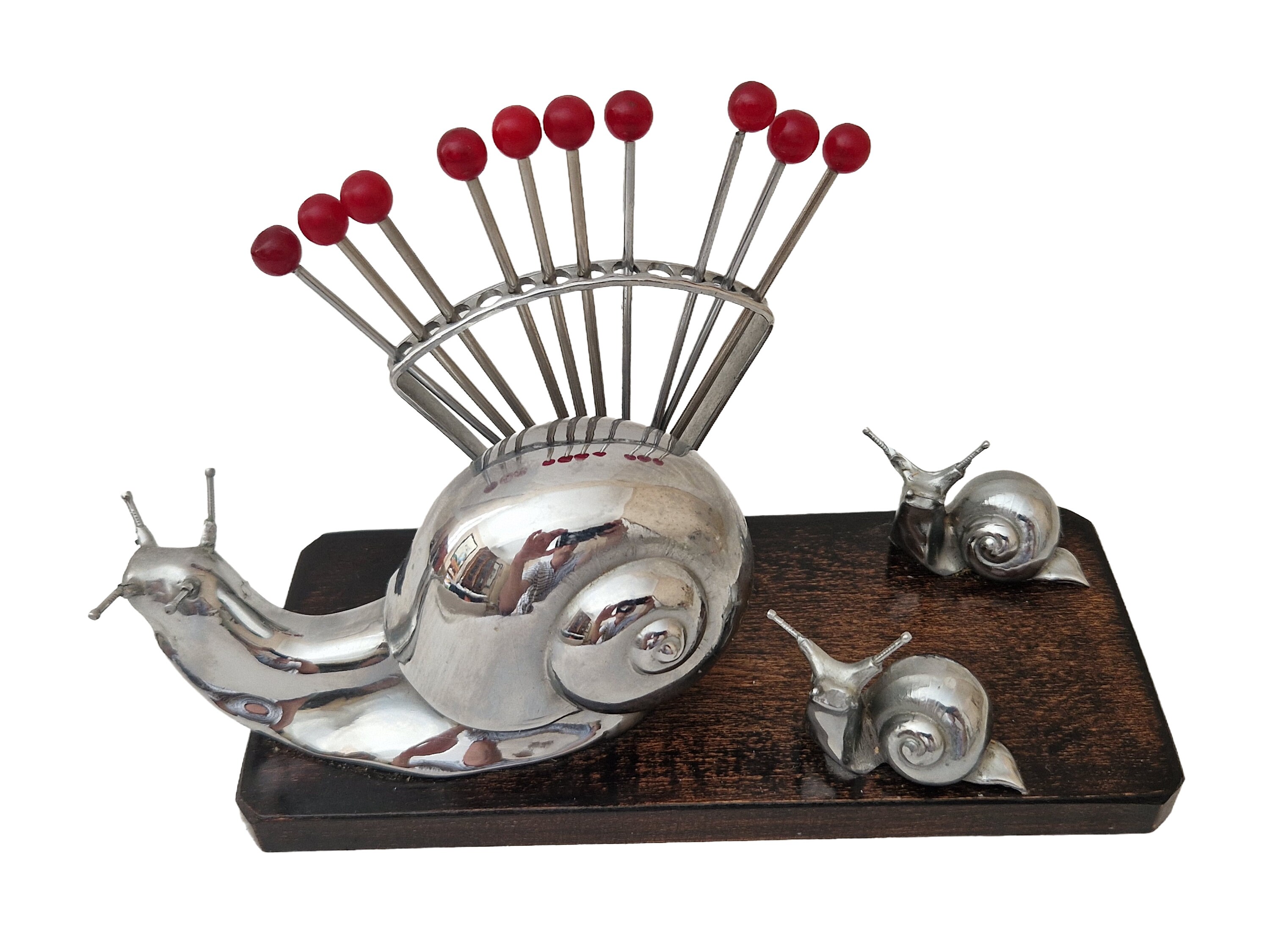 RESERVED for Chantal. Art Deco French Escargot Picks Holder, Family of