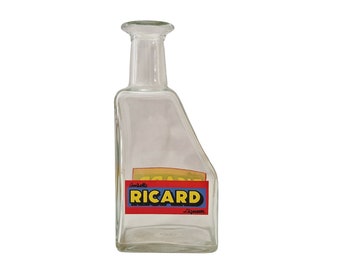 Vintage Ricard Anisette Glass Bottle, French Bistro Water Pitcher, Mid Century Bar Carafe