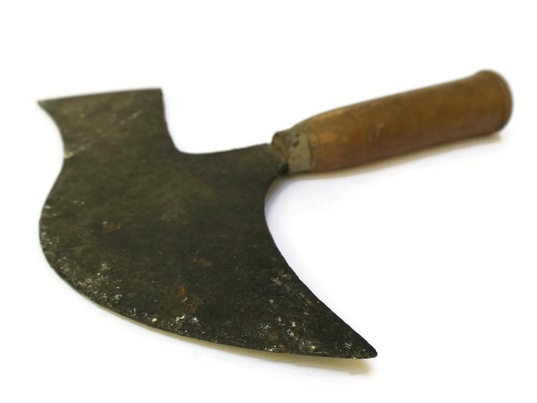 Antique Leather Cutting Knife. Round Head Knife. Half Moon Leather