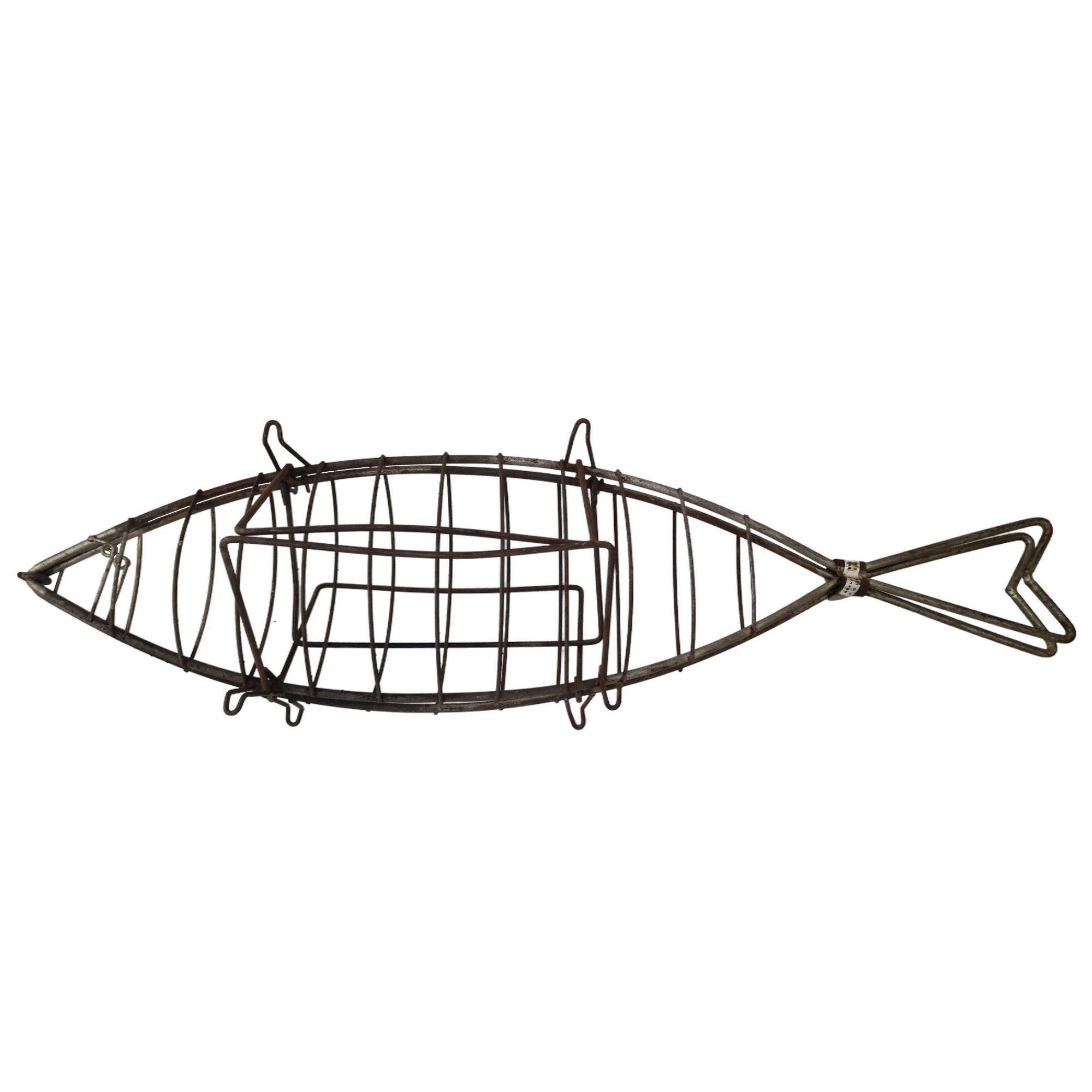 BBQ Fish Grill Basket, Barbecue Grilling Tool, Rustic French Kitchen Decor