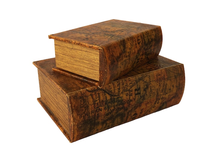 Secret Book Box Safe With Map Cover Set of 2 Vintage Stash Etsy