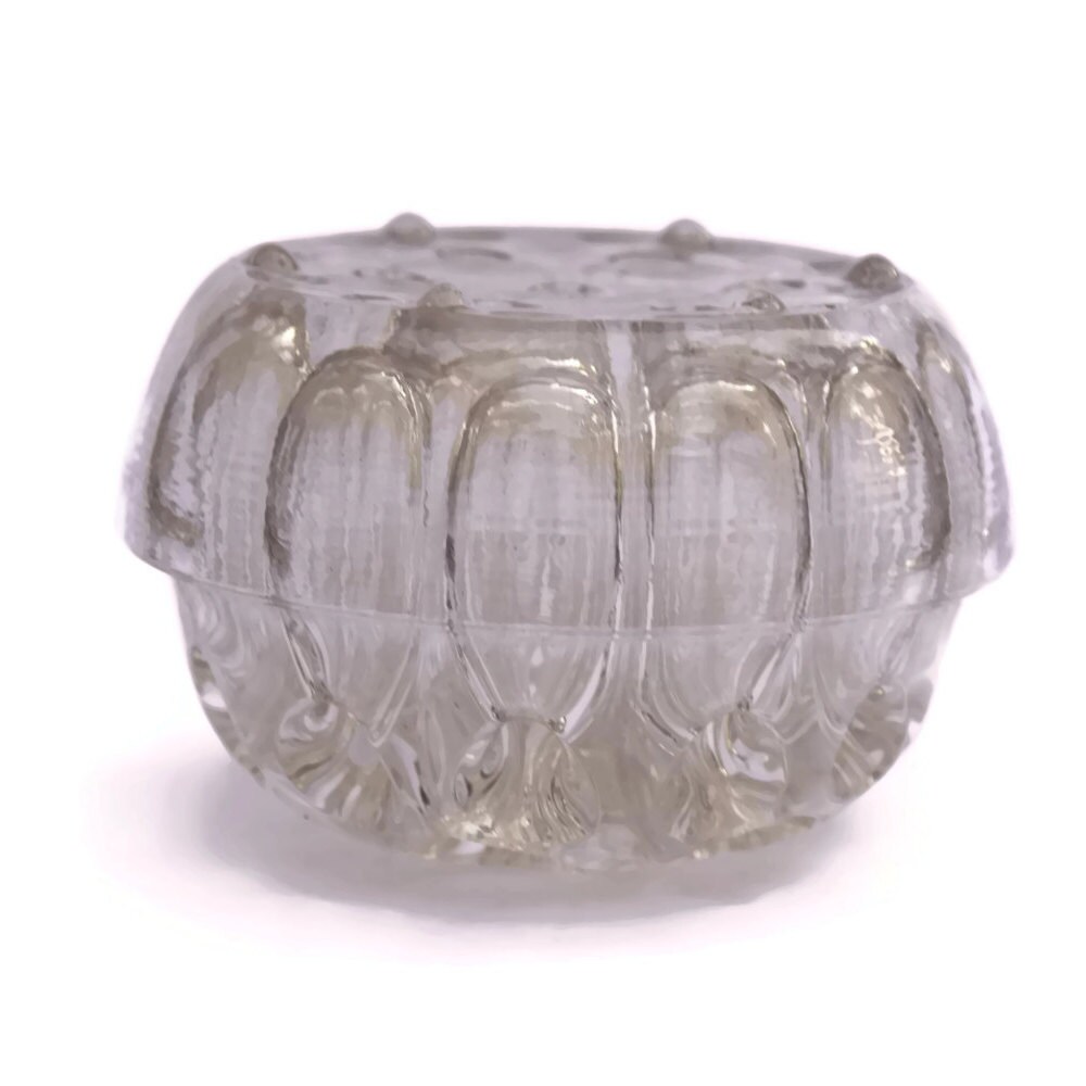 Vintage French Glass Flower Frog. French Rose Bowl Glass Vase.