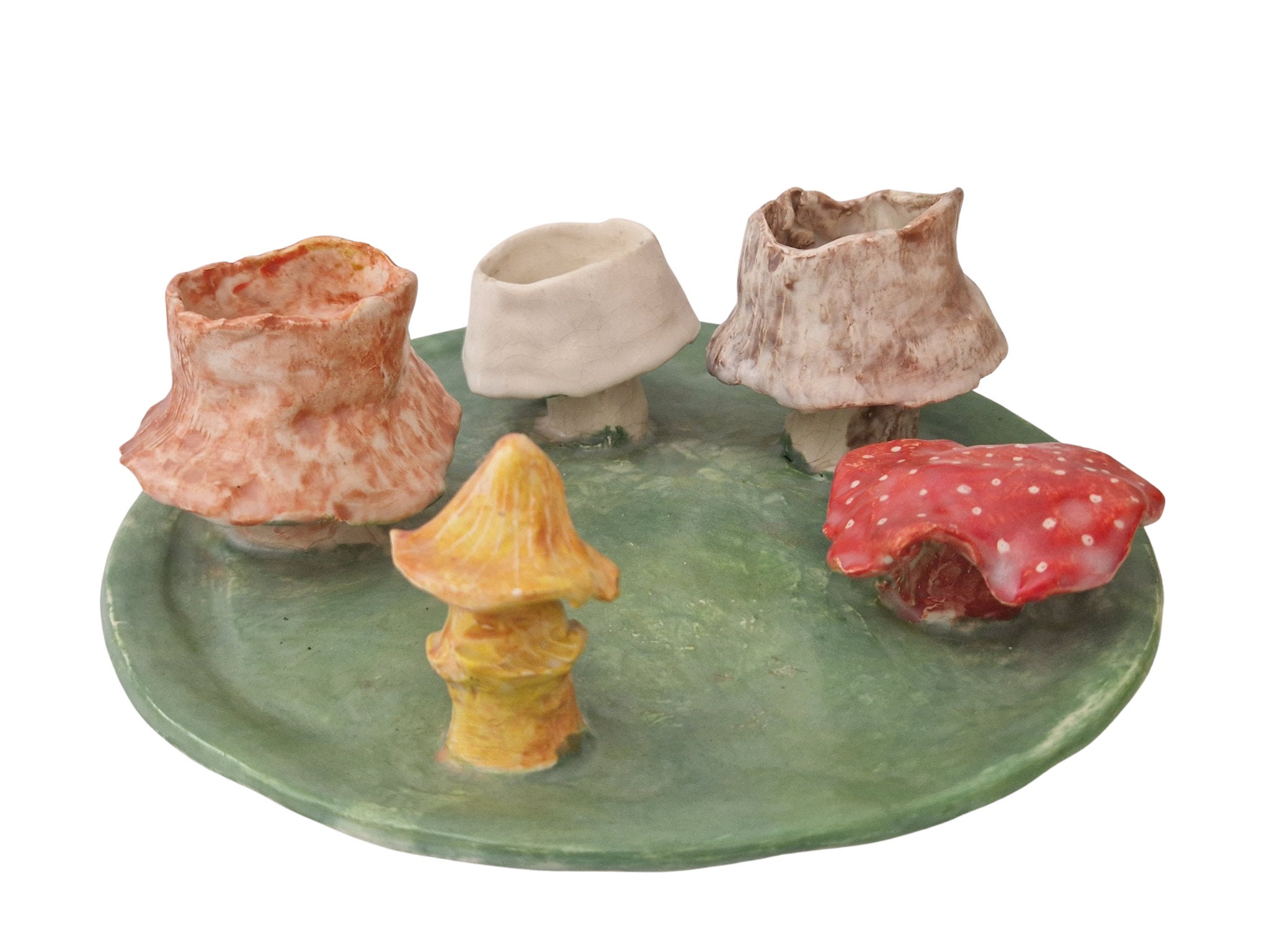 Pottery Mushroom Tealight Candle Holder Centerpiece, Hand Made Ceramic
