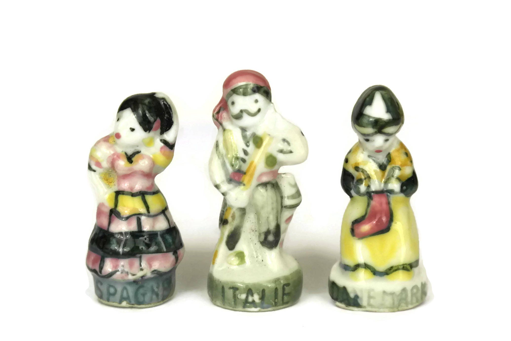 Miniature Porcelain Doll Figurines. Vintage French Feves Collection