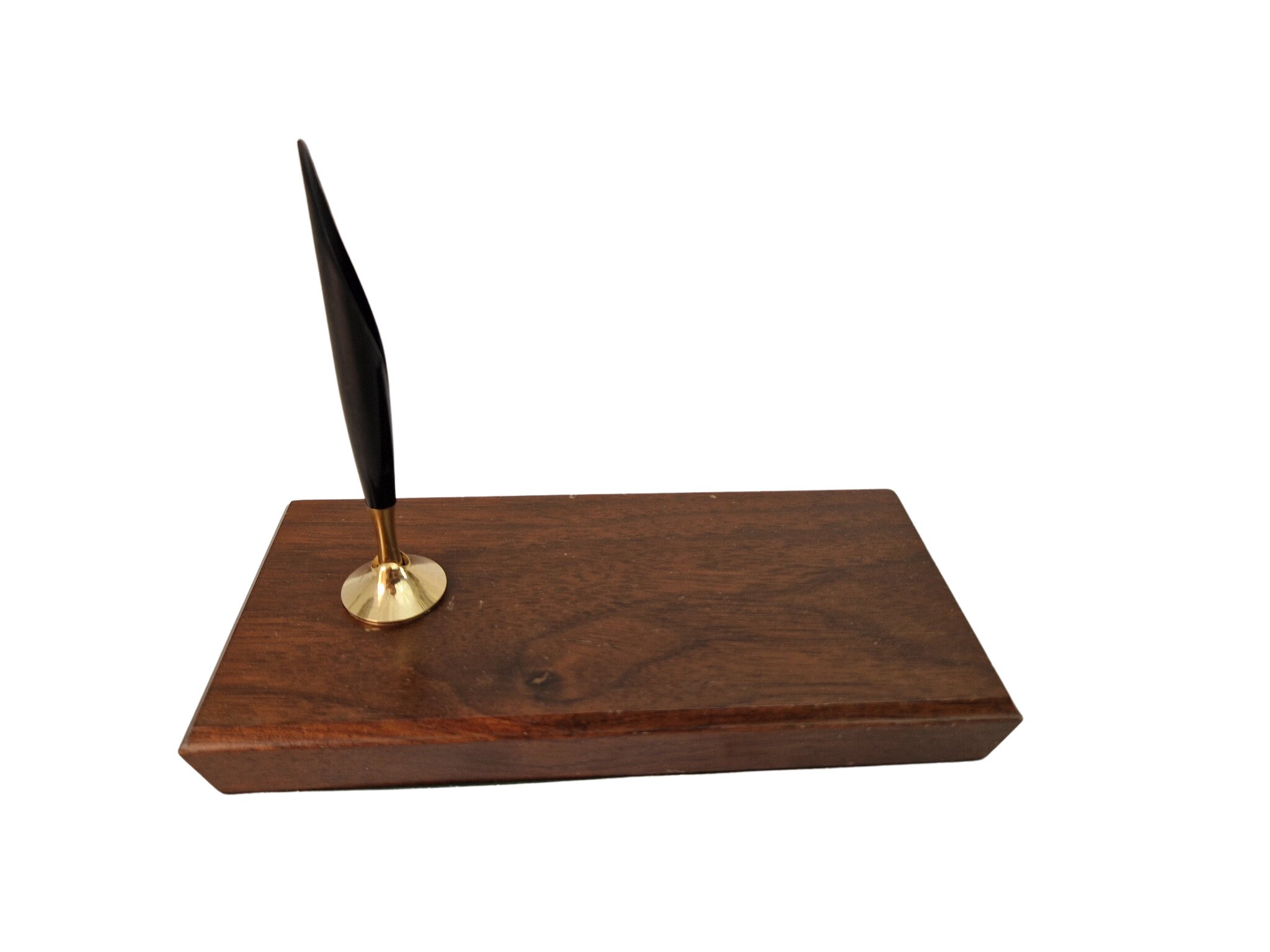 Mid Century Teak Pen Holder, Quill Fountain Pen Display Stand