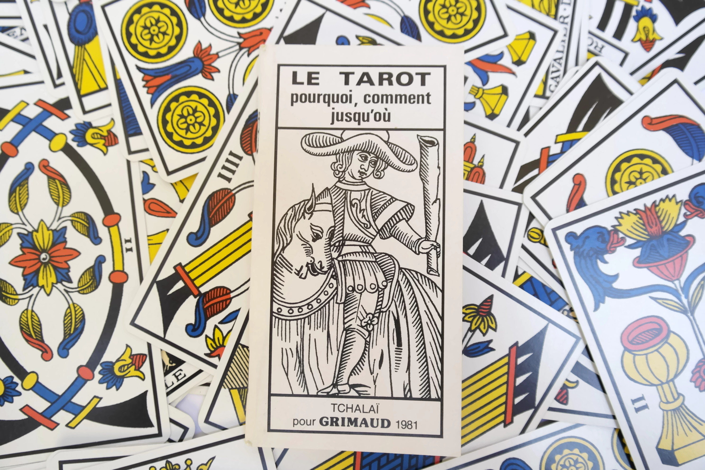 Tarot Cards. Vintage French Tarot de Marseilles Fortune Telling Cards.