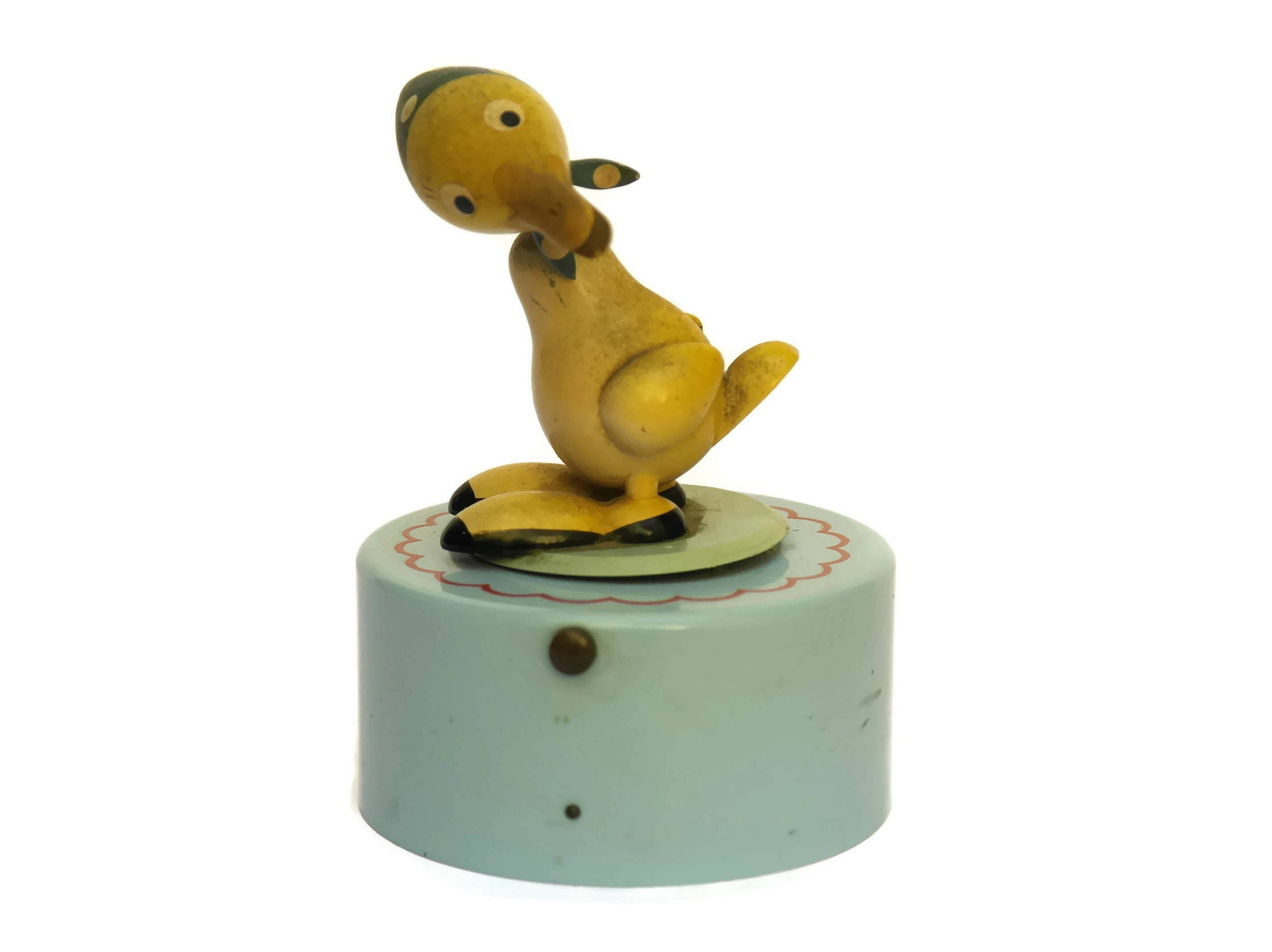 RESERVED for Lisa. French Vintage Music Box with Wobble Head Wooden