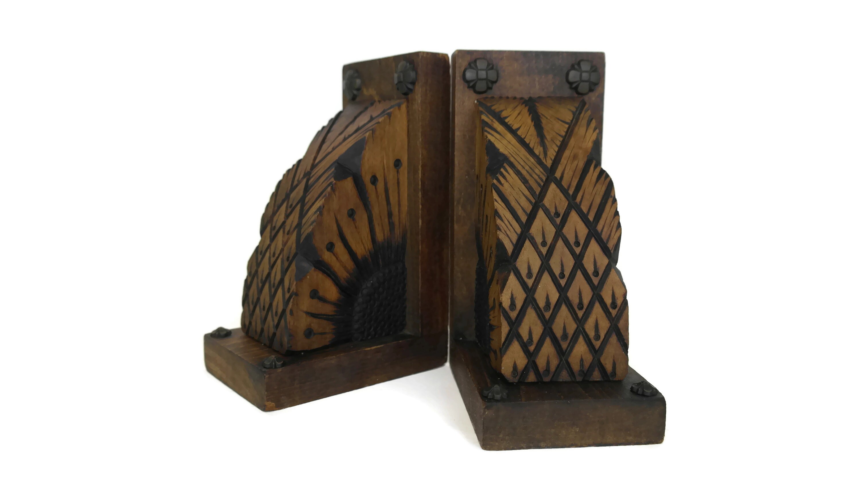 RESERVED Art Deco Sunflower Bookends