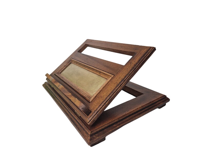 Wooden Book Display Stand Vintage French Wood and Brass Etsy