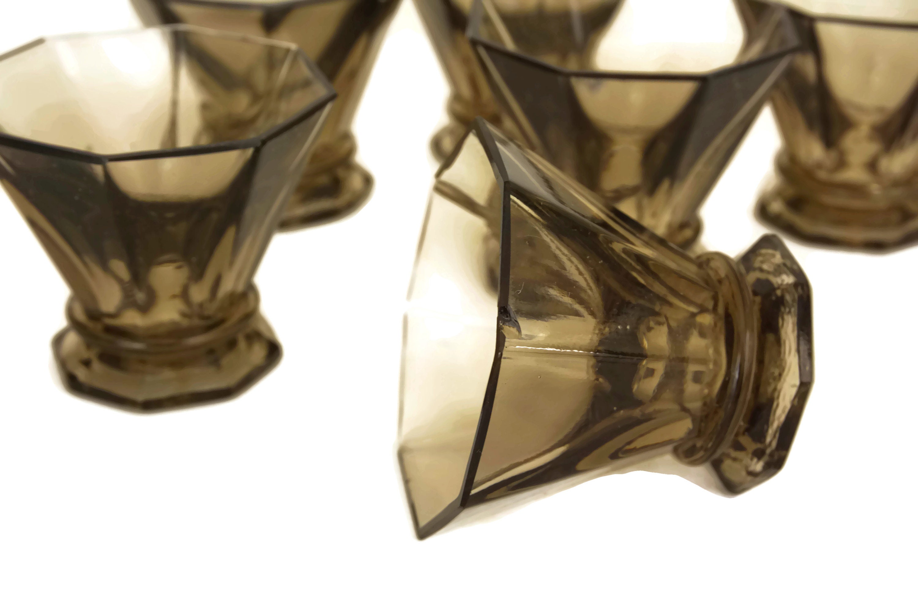 Art Deco Barware Shot Glasses Set in Chrome and Wood Serving Tray