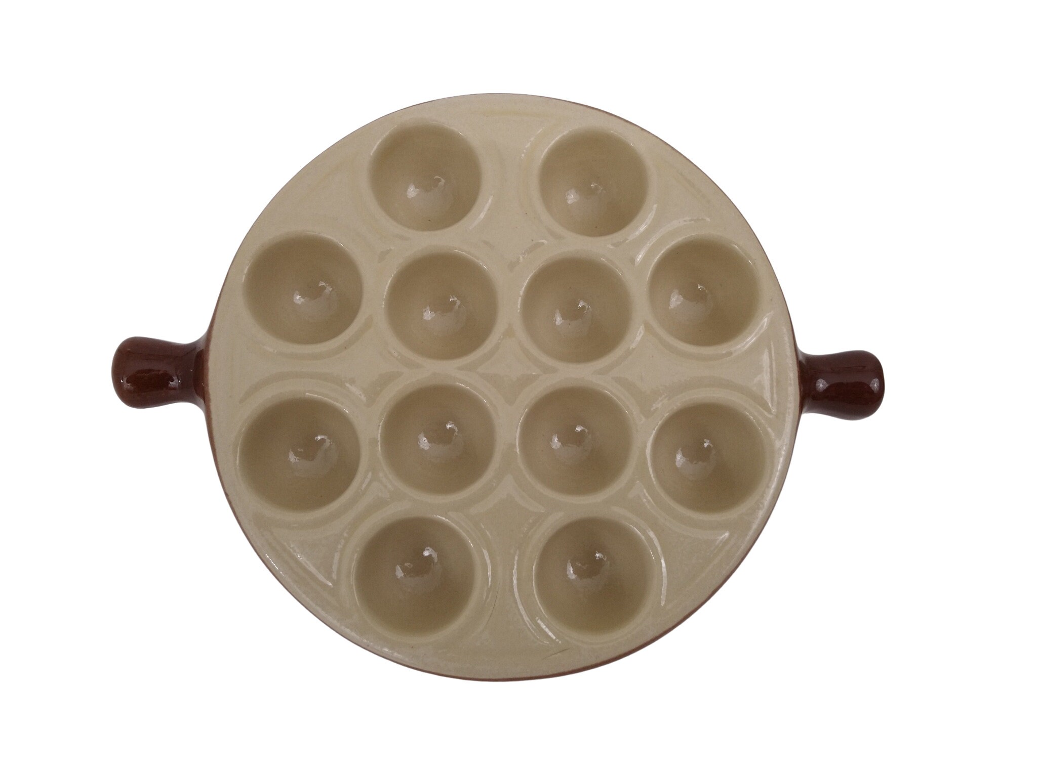 Plat d'escargot Vintage Français Poterie, Poêle à Escargots, Assiette en Grès Cuit Au Four Champigno