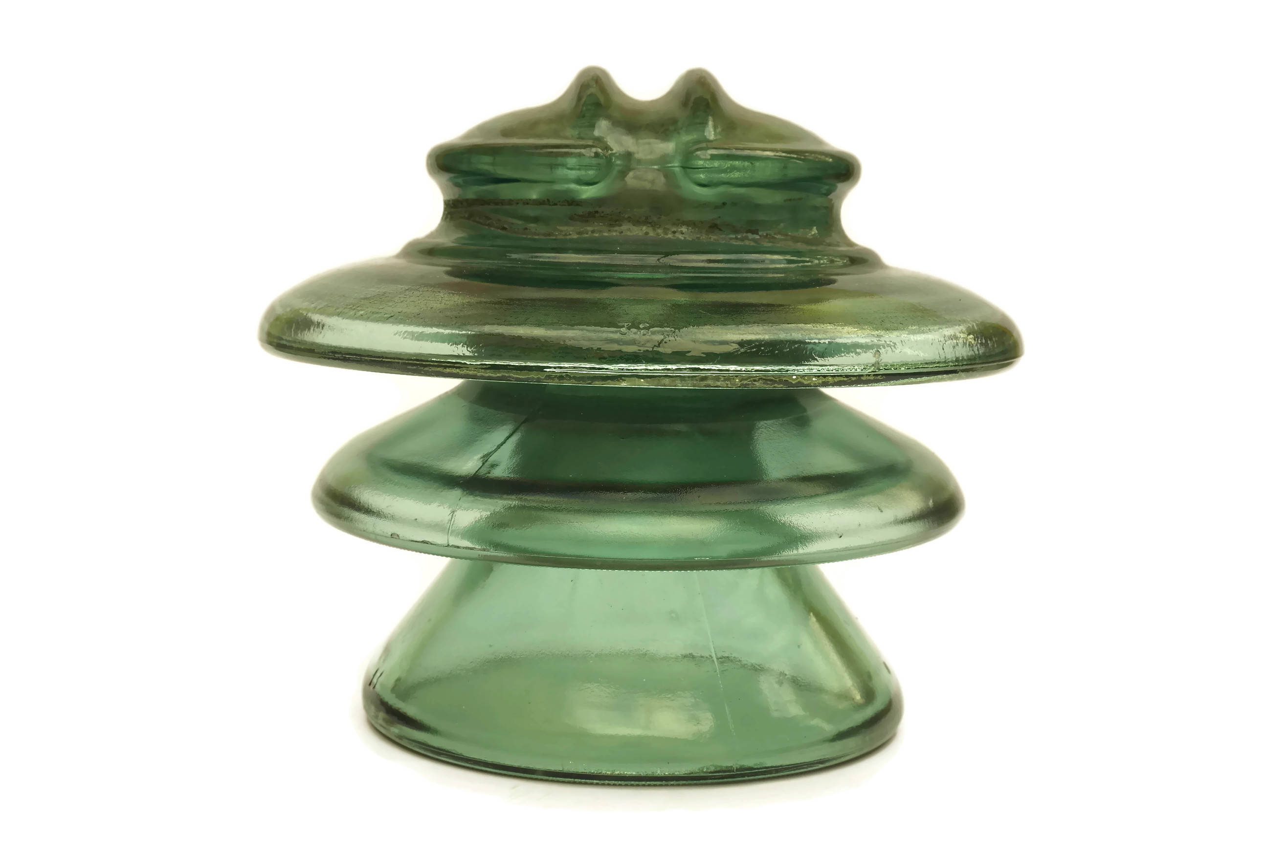 Very Large Vintage French Green Glass Insulator.