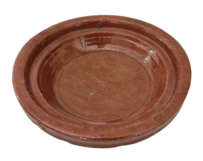 Antique Provencal Terracotta Bowl, 19th Century French Rustic Half Glazed Table Centerpiece Dish