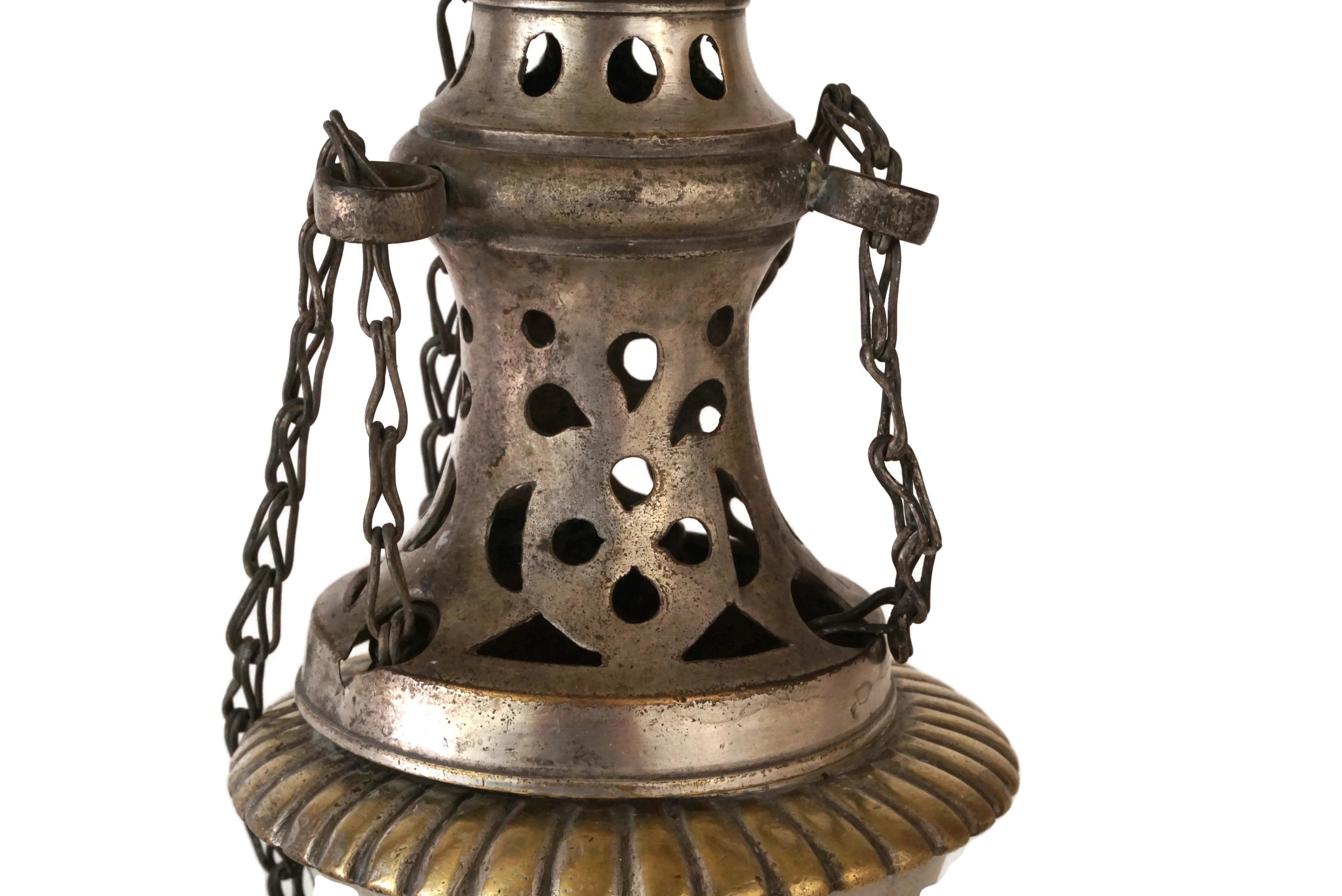 Antique French Church Incense Thurible, Catholic Mass Hanging Censer