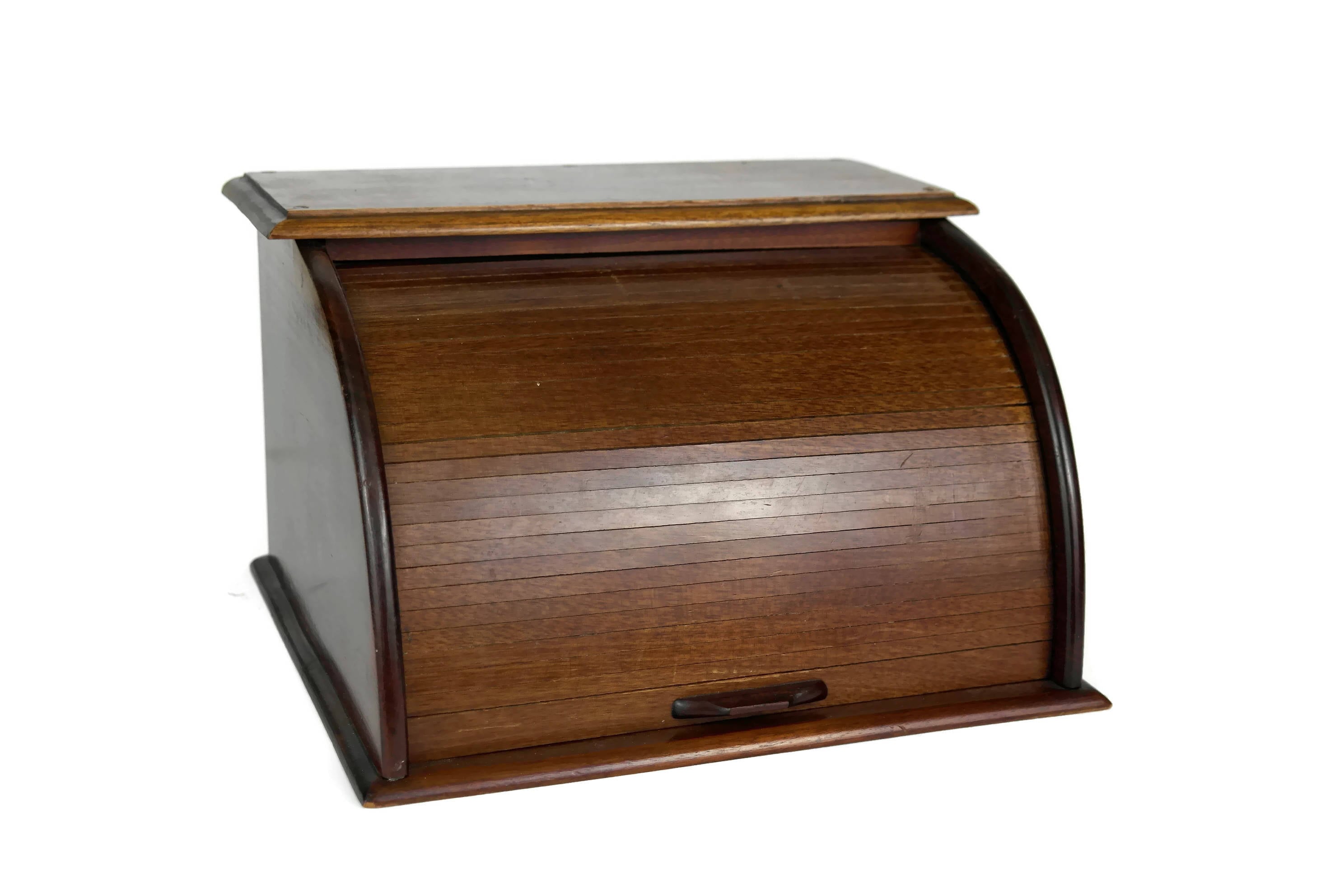 Vintage Wooden Roll Top Desk Organizer.