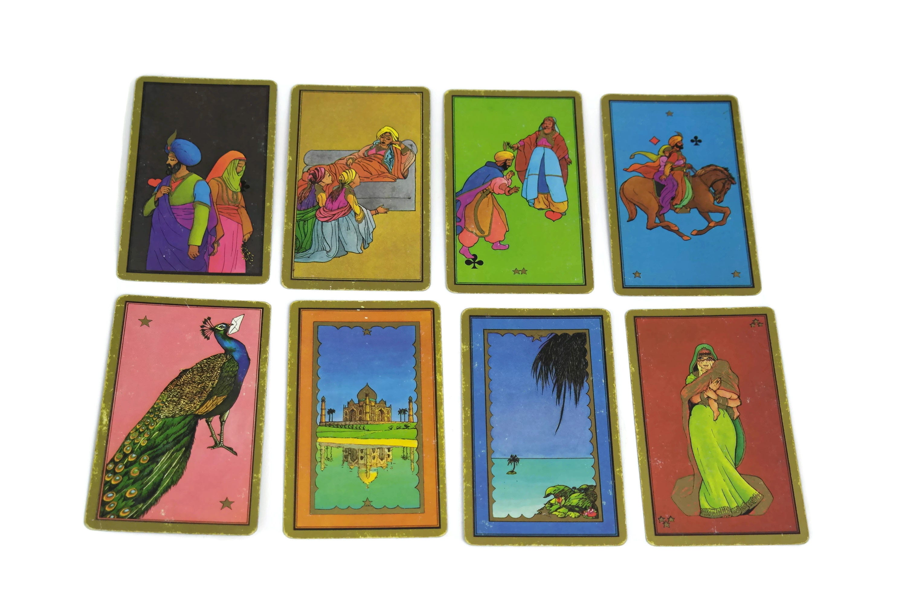 French Vintage Grimaud Tarot Cards. Astrological Persian Tarot by Madame Indira. Complete Deck