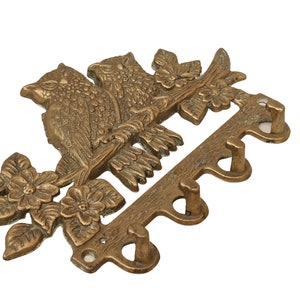 Vintage Brass Owls Key Hooks