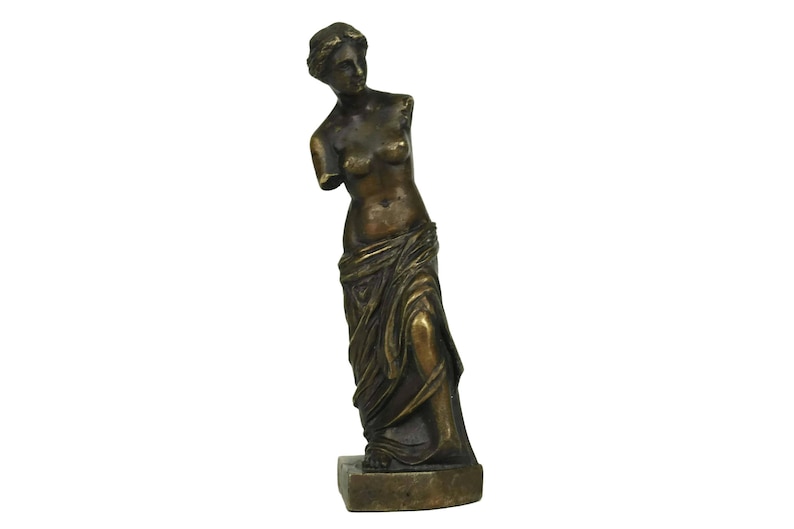 Venus de Milo Bronze Statuette, Greek Goddess Aphrodite of Milos Figurine